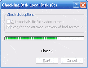 windows cannot run disk checking