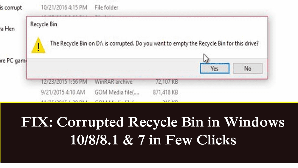 fix corrupted Recycle Bin