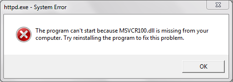 Fix MSVCR100.dll error