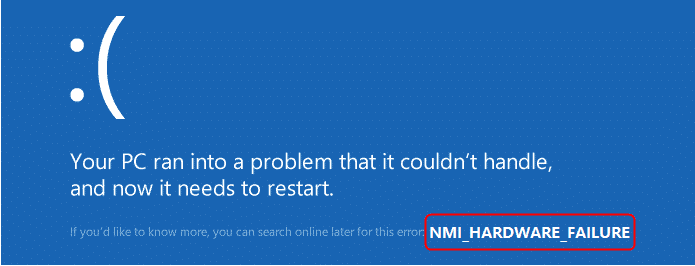 NMI hardware failure error