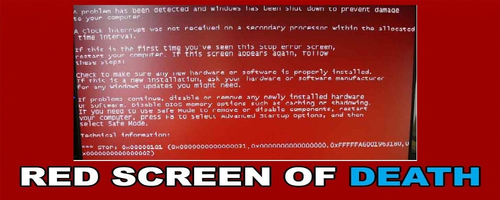 red screen of death windows