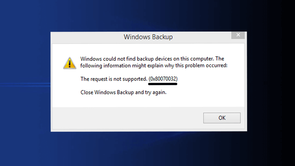 error 0x80070032 in Windows mail