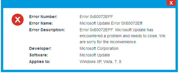 How to Fix Microsoft Windows Update Error 0x80072EFF
