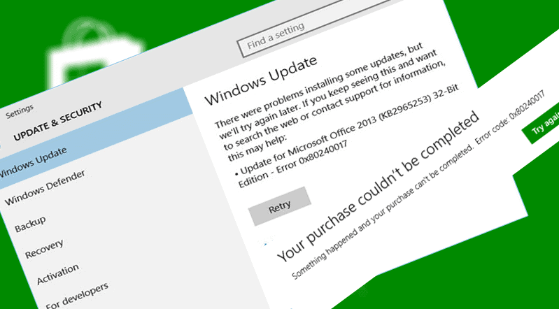 error code 0x80240017