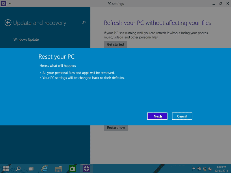 how to factory reset windows 10