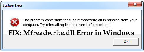 fix mfreadwrite.dll error message in windows