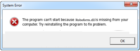 fix Roboform.dll missing error