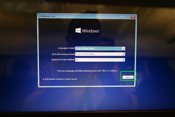 Windows Setup menu